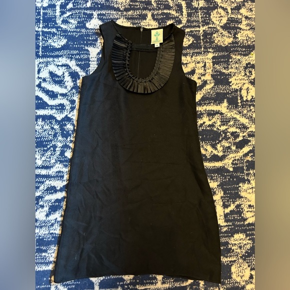 Eskell Black Sleeveless Dress with Pleated Neckline - Picture 1 of 3